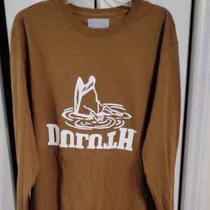 Brown Long Sleeve Graphic Tee with White Logo